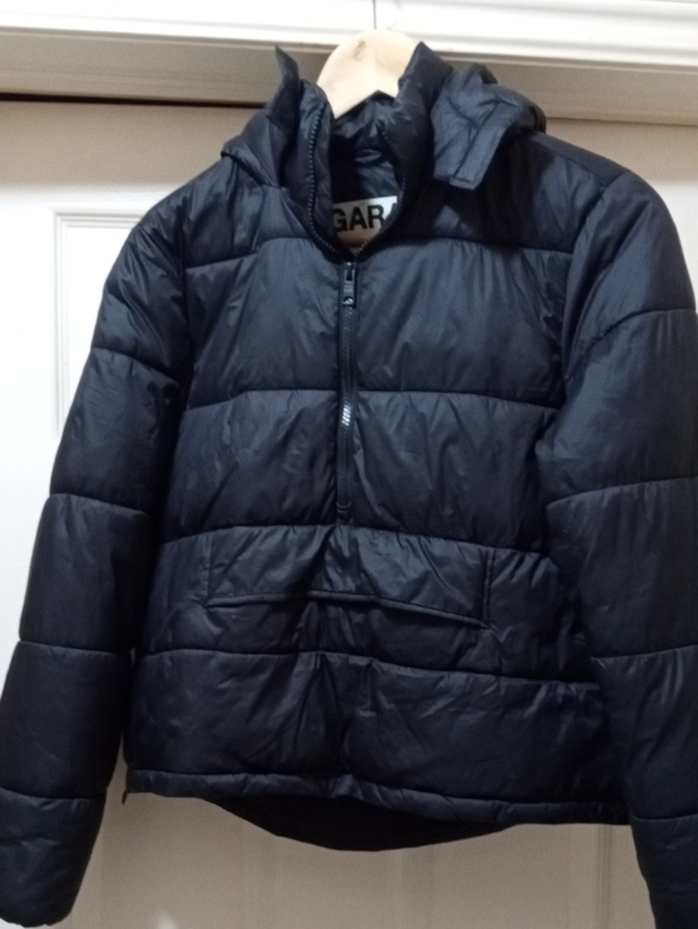 $10>>Garage Black Quilted Bomber Pull Over Jacket
